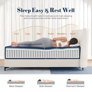 Sweetnight King Mattress, 12 Inch Hybrid King Size Mattress in a Box, Gel Memory Foam and Individual Pocket Spring for Cooling Sleep & Motion Isolation, Starry Night,Blue