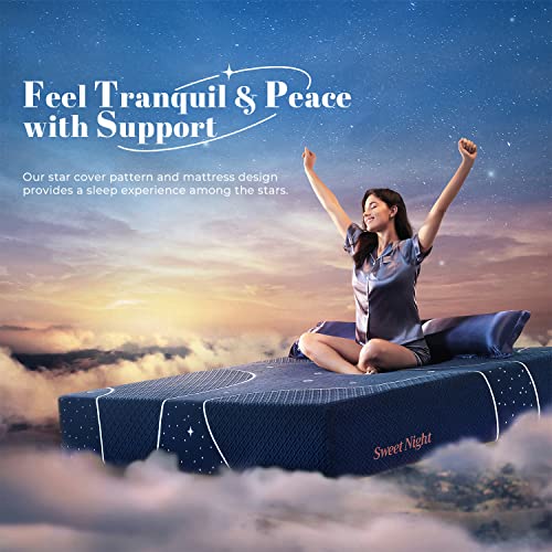 Sweetnight King Mattress, 12 Inch Hybrid King Size Mattress in a Box, Gel Memory Foam and Individual Pocket Spring for Cooling Sleep & Motion Isolation, Starry Night,Blue