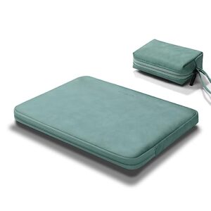 taikesen laptop sleeve compatible with macbook air/pro, 13-13.3 inch notebook, compatible with macbook pro 14 2023 a2779 m2 a2442 m1 a2681 a2337 /pro 13 a2338, pu material bag with small case, green