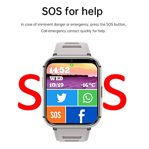 WATCHSDV 4G Cellular Smart Watch Android LTE Smartwatch 4GB+64GB 4G LTE Smart Watch 1080mAh Smartwatch 2.08 inch Large Screen Men Watch with 5.0MP Camera Bluetooth GPS Tracker SOS Button