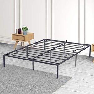 sunnyfurn queen bed frame platform,14 inch metal queen size bed frames no box spring needed,heavy duty steel slat mattress foundation,easy assembly,no noise and no shaking