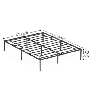 SunnyFurn Queen Bed Frame Platform,14 Inch Metal Queen Size Bed Frames No Box Spring Needed,Heavy Duty Steel Slat Mattress Foundation,Easy Assembly,No Noise and No Shaking