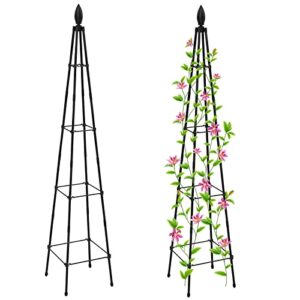 garden trellis for climbing plants outdoor, 63 inch plant support trellis for potted plants, tower obelisk trellis for vines, rose, clematis, flower stands plant support frame, tomato cage (1 pack)