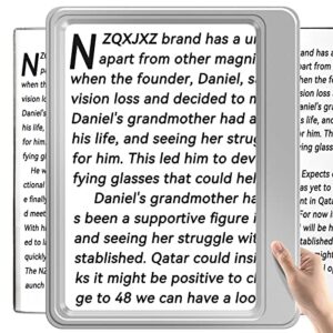nzqxjxz 5x magnifying glass for reading, large and lightweight magnifier provide full book page viewing area perfect handheld magnifier for reading small prints and low vision person silver