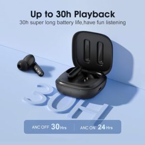 QCY T13 ANC Active Noise Cancelling Wireless Earbuds, Bluetooth 5.3 Headphones with 30H Playtime Charging Case, IPX5 Waterproof Ear Buds for iPhone and Android, Black