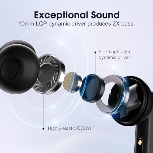 QCY T13 ANC Active Noise Cancelling Wireless Earbuds, Bluetooth 5.3 Headphones with 30H Playtime Charging Case, IPX5 Waterproof Ear Buds for iPhone and Android, Black