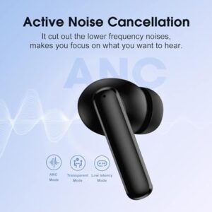 QCY T13 ANC Active Noise Cancelling Wireless Earbuds, Bluetooth 5.3 Headphones with 30H Playtime Charging Case, IPX5 Waterproof Ear Buds for iPhone and Android, Black