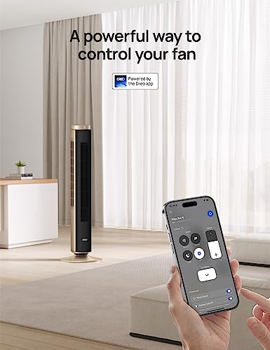 Dreo Tower Fan Smart Voice Control, 25 DB Quiet DC Portable Bladeless Fan, Works with Alexa, Google, App, Remote, 90° Oscillating, 12H Timer, 42 Inch Floor Fans for Bedroom Home Office, Pilot Pro S