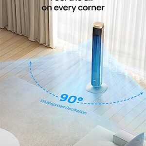 Dreo Tower Fan Smart Voice Control, 25 DB Quiet DC Portable Bladeless Fan, Works with Alexa, Google, App, Remote, 90° Oscillating, 12H Timer, 42 Inch Floor Fans for Bedroom Home Office, Pilot Pro S