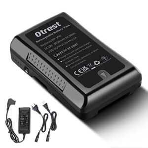 otrest 6600mah v mount battery, bp-95w 14.8v 95wh rechargeable li ion battery with d tap output charger and cable for video broadcast led light compatible with sony bmpcc camera camcorder