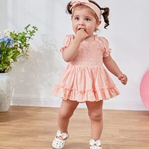 WESIDOM Newborn Baby Girl Romper Dress 0-18M Baby Girls Summer Clothes Outfits Short Sleeve Jumpsuits with Headband