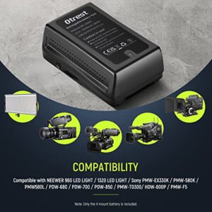 OTREST 13200mAh V Mount Battery, BP-190WS 14.8V 190Wh Rechargeable Li ion Battery with D Tap Output Charger and Cable for Video Broadcast LED Light Compatible with Sony BMPCC Camera Camcorder