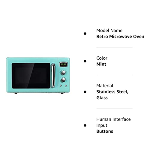 ARLIME Retro Microwave Oven 900W,0.9 Cu.Ft Countertop Microwave W/Defrost & Auto Cooking, LED Display, Pull Handle Design, Easy Clean Interior, Child Lock, ETL Certification, Vintage Microwave(Mint)