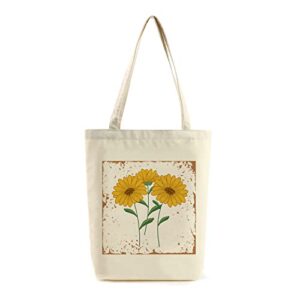 opg canvas bag for women, cute tote bags with interior pocket,reusable grocery bags for shopping, beach, college (flower)
