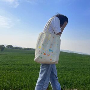 OPG Canvas Bag for Women, Cute Tote Bags with Interior Pocket,Reusable Grocery Bags for Shopping, Beach, College (Flower)