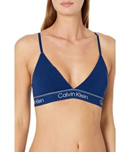 calvin klein women's athletic lightly lined triangle bralette, blue bepths