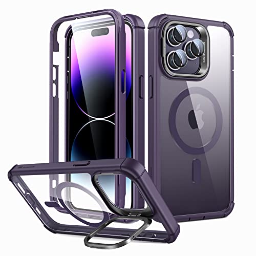 ESR for iPhone 14 Pro Max Case, MagSafe Compatible, Full Body Shockproof Case, Military-Grade Protection, Magnetic Phone Case for iPhone 14 Pro Max, Shock Armor Kickstand Case (HaloLock), Clear Purple