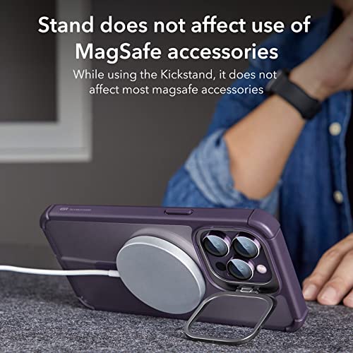 ESR for iPhone 14 Pro Max Case, MagSafe Compatible, Full Body Shockproof Case, Military-Grade Protection, Magnetic Phone Case for iPhone 14 Pro Max, Shock Armor Kickstand Case (HaloLock), Clear Purple