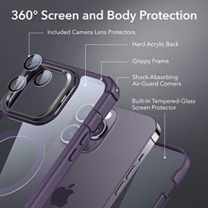 ESR for iPhone 14 Pro Max Case, MagSafe Compatible, Full Body Shockproof Case, Military-Grade Protection, Magnetic Phone Case for iPhone 14 Pro Max, Shock Armor Kickstand Case (HaloLock), Clear Purple