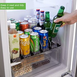 Soda Can Dispenser for Refrigerator with Adjustable Pusher Glide - Perfect for Soda, Beer, and Other Beverages (5 Rows, 12"D)