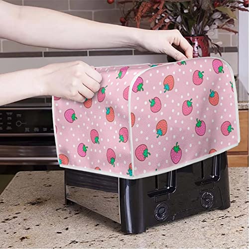 HUIACONG Strawberry Dots 4 Slice Toaster Cover Bread Maker Protective Cover Bag Pink Bread Toaster Oven Cover Kitchen Machine Protector Cover Small Appliance Organizer Bag Cover