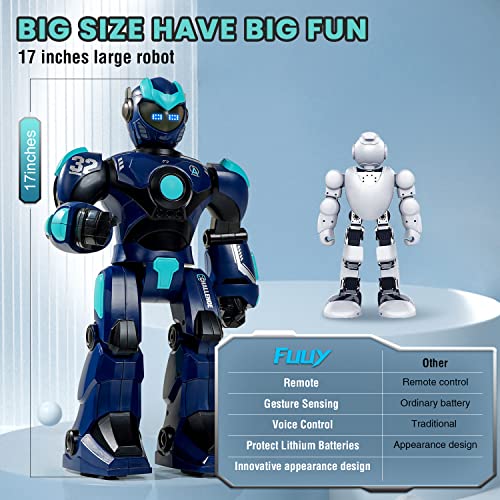 FUUY Large Smart Robot Toy for Boy and Girls 17inch Interactive Robots Kids Toys with Voice Control & Gesture Sensing Programmable Music LED Dance Moonwalk Birthday Gift Present Kid 3 4 5 6 7 8-12