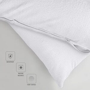 Utopia Bedding Pillow Protectors with Zipper Standard Size (2 Pack), White, Waterproof Terry Pillow Encasement, Bed Bug and Dust Mite Proof Pillow Covers