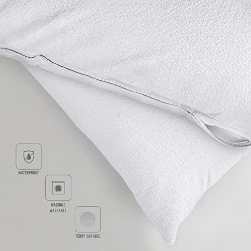 Utopia Bedding Pillow Protectors with Zipper Standard Size (2 Pack), White, Waterproof Terry Pillow Encasement, Bed Bug and Dust Mite Proof Pillow Covers