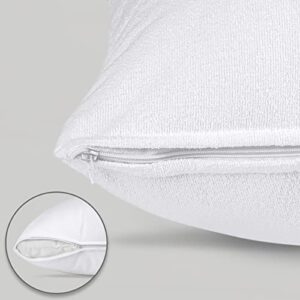 Utopia Bedding Pillow Protectors with Zipper Standard Size (2 Pack), White, Waterproof Terry Pillow Encasement, Bed Bug and Dust Mite Proof Pillow Covers