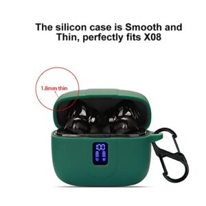 smaate Earbuds Case Compatible with TAGRY X08 Wireless Earbuds, Silicon Protective Cover with “S” Shaped Dual Carabiner, with Window for LED Display