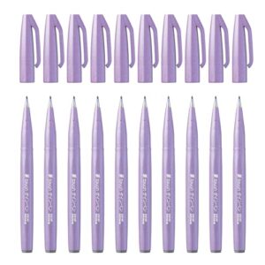pentel ses15c-v3x brush sign pen light purple fibre pen brush like tip pack of 10