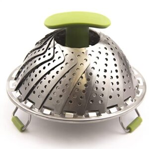 cyrder stainless steel lotus steamer basket, folding steamer,bpa-free,green kitchenware accessory, non-scratch,round