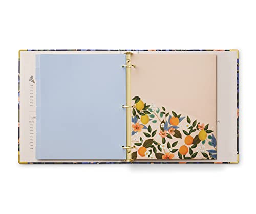 RIFLE PAPER CO. Citrus Grove Recipe Binder - 16 Tabbed Dividers, 10 Clear Recipe Card Sleeves, 1" Three-Ring Style, 11.5"L x 9.75"W, Double-Sided Pocket Folder and Adhesive Labels, Reinforced Corners