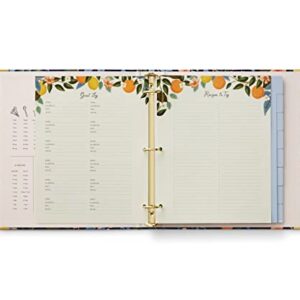 RIFLE PAPER CO. Citrus Grove Recipe Binder - 16 Tabbed Dividers, 10 Clear Recipe Card Sleeves, 1" Three-Ring Style, 11.5"L x 9.75"W, Double-Sided Pocket Folder and Adhesive Labels, Reinforced Corners