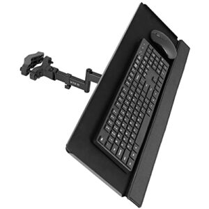 vivo steel universal full motion pole mount, 26 inch keyboard and mouse tray, ergonomic tilt, 360 degree rotation, neutral writing position, black, mount-polekb