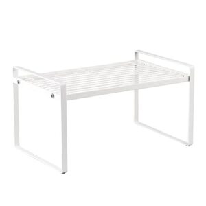 kitchen cabinet storage rack bedroom under sink countertop metal shelf with l key white iron,space saving steel frame stackable rust resistant non slip white