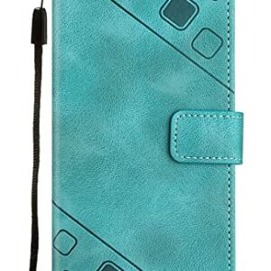 NVWA Compatible with Oppo A96 / Reno 7Z 5G Case with Wallet Credit Card Slots Kickstand and a Wrist Strap Green Leather Protective Cover with Embossed Design