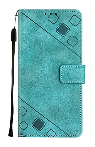 NVWA Compatible with Oppo A96 / Reno 7Z 5G Case with Wallet Credit Card Slots Kickstand and a Wrist Strap Green Leather Protective Cover with Embossed Design