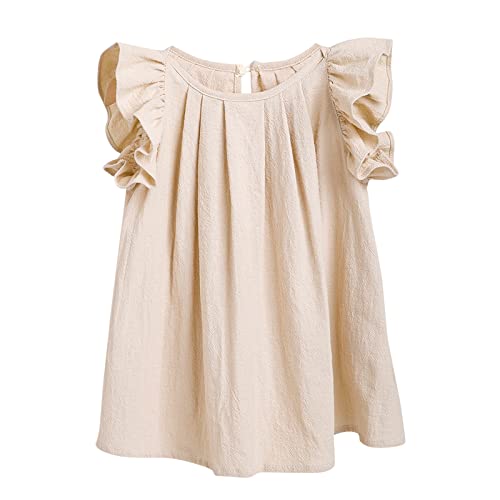 Yanmucy Toddler Cotton Dress Baby Girls Summer Beach Ruffle Beige Dresses 6-24 Months (as1, Age, 9_Months, 12_Months, Beige)