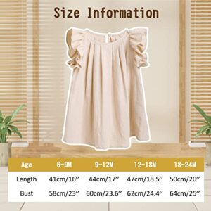 Yanmucy Toddler Cotton Dress Baby Girls Summer Beach Ruffle Beige Dresses 6-24 Months (as1, Age, 9_Months, 12_Months, Beige)