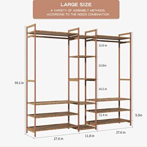 Nafenai Clothes Rack Double Rod,67 Inch Garment Rack,Clothing Racks for Hanging,Clothes Storage Shelves Heavy Duty Large Size,Clothing Rack Closet Wardrobe,220 Lb Load Capacity