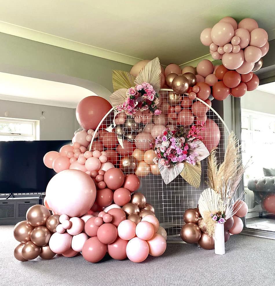 Dusty Rose Pink Balloon Garland Double Stuffed Blush Pink Balloon Pearl Peach Balloons Rose Gold Metallic Balloon Arch Kit For Wedding Bridal Shower Baby Shower Birthday Boho Party Decorations