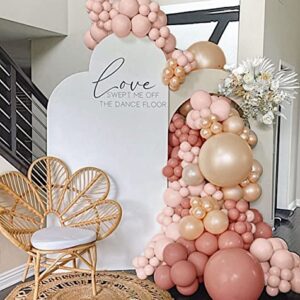 Dusty Rose Pink Balloon Garland Double Stuffed Blush Pink Balloon Pearl Peach Balloons Rose Gold Metallic Balloon Arch Kit For Wedding Bridal Shower Baby Shower Birthday Boho Party Decorations