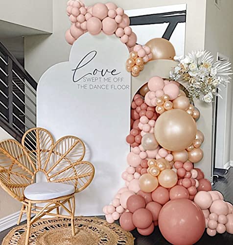 Dusty Rose Pink Balloon Garland Double Stuffed Blush Pink Balloon Pearl Peach Balloons Rose Gold Metallic Balloon Arch Kit For Wedding Bridal Shower Baby Shower Birthday Boho Party Decorations