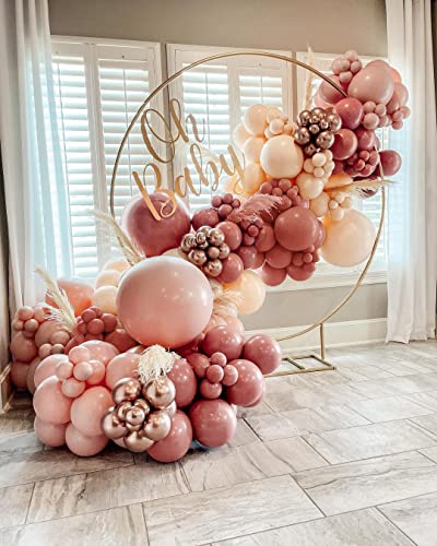 Dusty Rose Pink Balloon Garland Double Stuffed Blush Pink Balloon Pearl Peach Balloons Rose Gold Metallic Balloon Arch Kit For Wedding Bridal Shower Baby Shower Birthday Boho Party Decorations