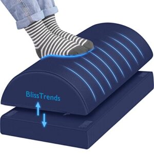 blisstrends foot rest for under desk at work-versatile foot stool with washable cover-comfortable footrest with 2 adjustable heights for car,home and office to relieve back,lumbar,knee pain-blue long