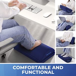 BlissTrends Foot Rest for Under Desk at Work-Versatile Foot Stool with Washable Cover-Comfortable Footrest with 2 Adjustable Heights for Car,Home and Office to Relieve Back,Lumbar,Knee Pain-Blue Long