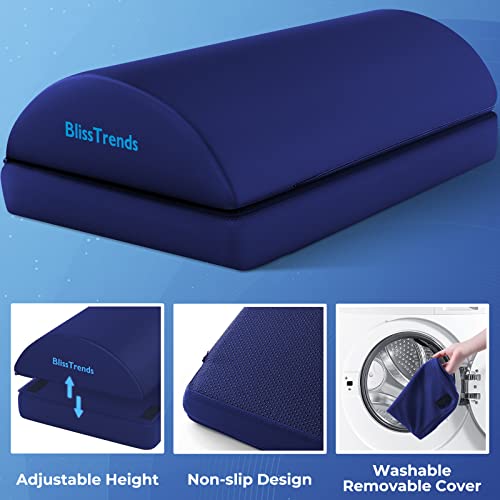 BlissTrends Foot Rest for Under Desk at Work-Versatile Foot Stool with Washable Cover-Comfortable Footrest with 2 Adjustable Heights for Car,Home and Office to Relieve Back,Lumbar,Knee Pain-Blue Long