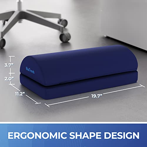 BlissTrends Foot Rest for Under Desk at Work-Versatile Foot Stool with Washable Cover-Comfortable Footrest with 2 Adjustable Heights for Car,Home and Office to Relieve Back,Lumbar,Knee Pain-Blue Long