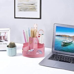 SunnySmile 360° Rotating Creative Pen Holder, Rotating Pen Holder,Rotating Pen Holder for Children Pink,Rotating Kids Desk Organiser,Multifunctional Table Organiser for Office, Dressing Table